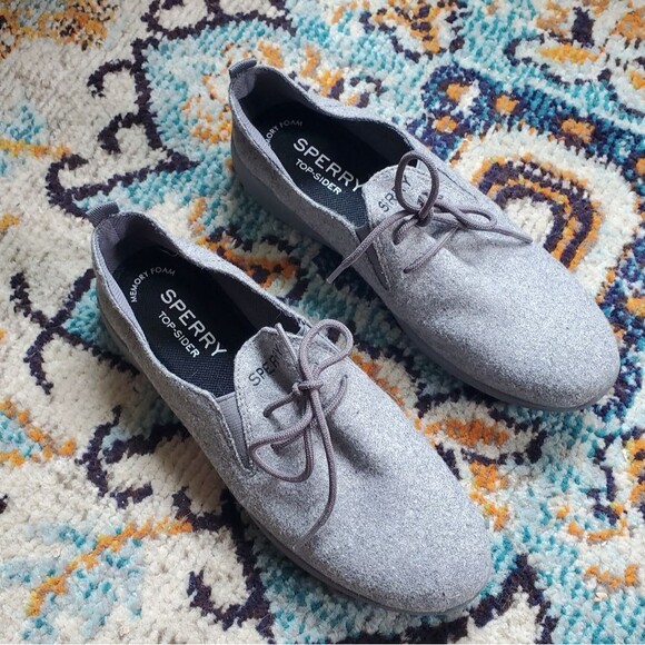 Sperry top-slider gray rio aqua sneakers women's size 8 - Picture 3 of 9